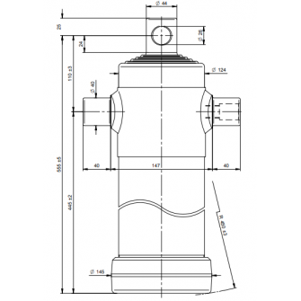 Teleskopski cilinder 5 stopenj 8 ton 2140 mm z luknjo 3095F